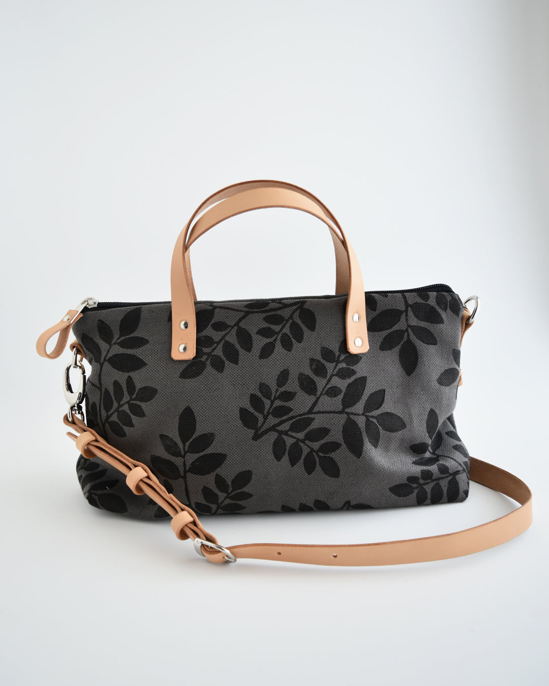 Borsa bauletto CANNELLA grafite foliage