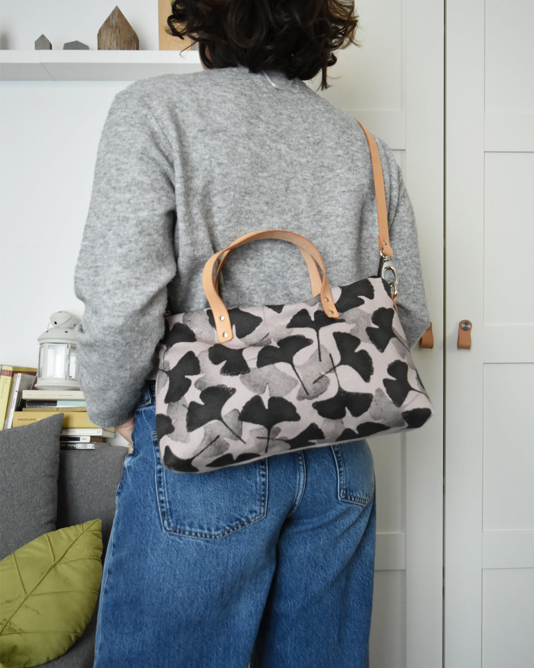 Borsa bauletto CANNELLA fiore di loto gingko