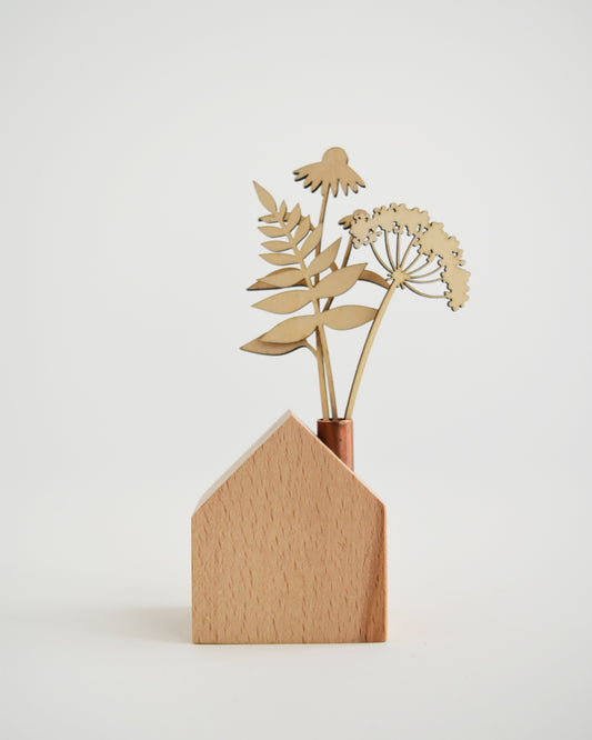 Set decorazioni in legno a tema naturale - foglie e fiori