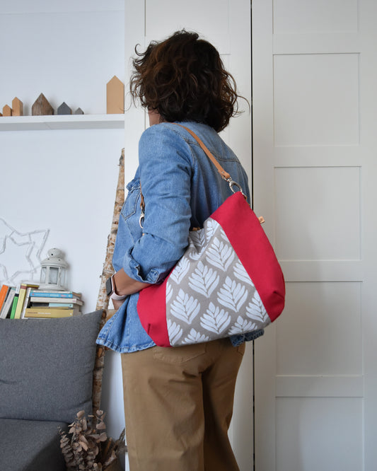 Borsa hobo bag TILIA - magenta e beige