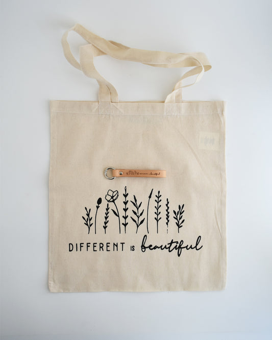 Set regalo totebag in cotone + portachiavi in pelle