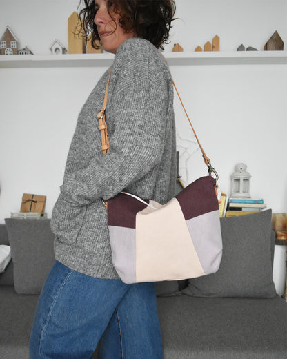 Tracolla CALATEA geometrica cipria + lilla + prugna