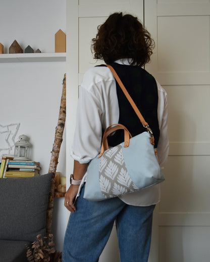 Borsa bauletto CANNELLA achillea celeste+tortora chiaro
