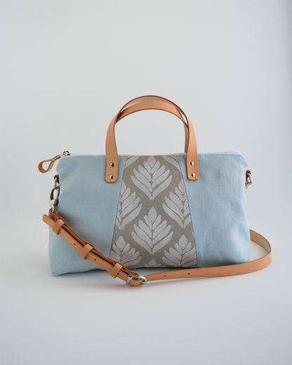 Borsa bauletto CANNELLA achillea celeste+tortora chiaro