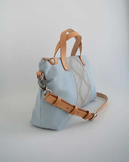 Borsa bauletto CANNELLA achillea celeste+tortora chiaro