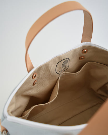 Borsa bauletto CANNELLA achillea celeste+tortora chiaro