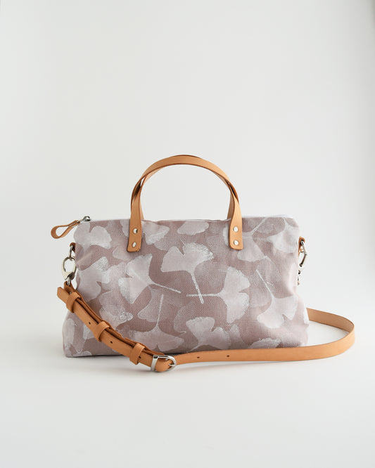 Borsa bauletto CANNELLA fiore di loto gingko bianco