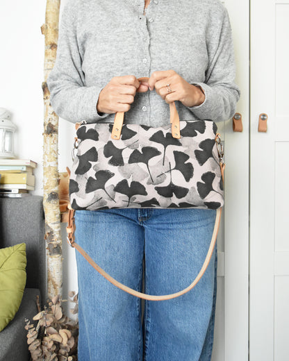 Borsa bauletto CANNELLA fiore di loto gingko