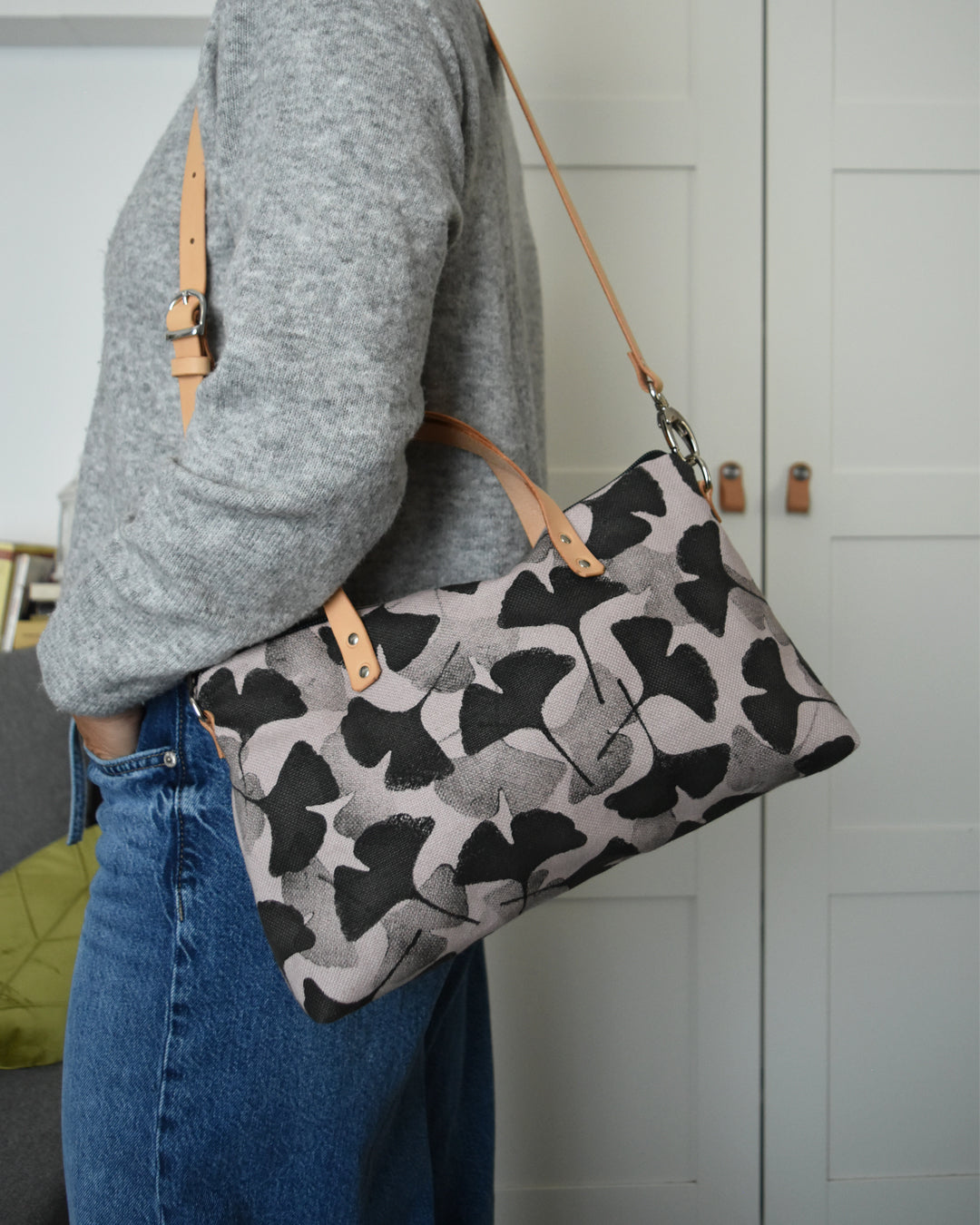 Borsa bauletto CANNELLA fiore di loto gingko