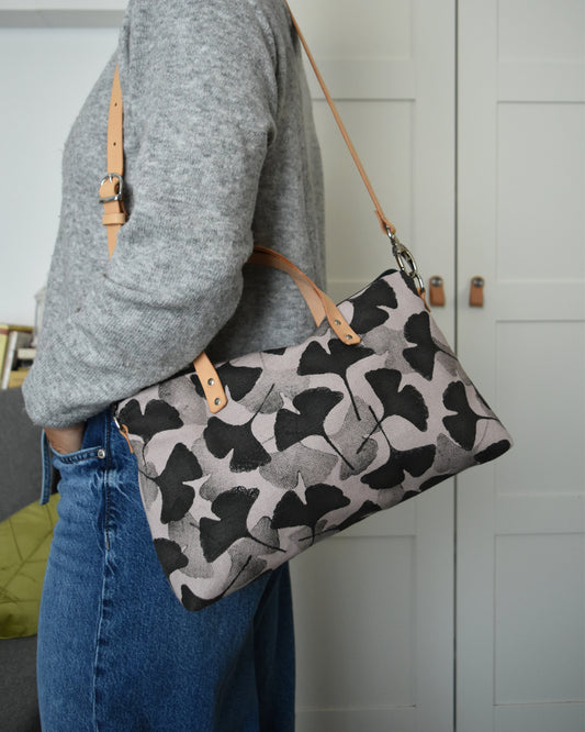 Borsa bauletto CANNELLA fiore di loto gingko