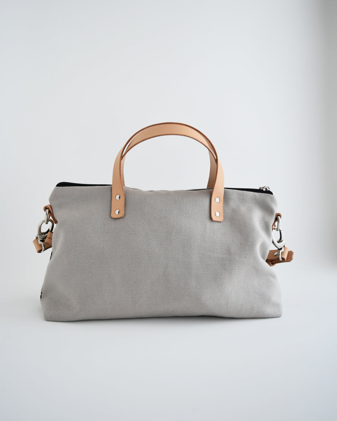 Borsa bauletto CANNELLA grigio chiaro felce nera