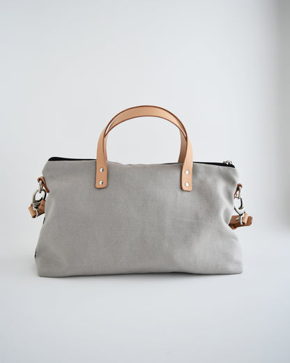 Borsa bauletto CANNELLA grigio chiaro felce nera