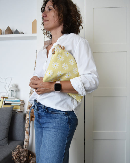 Pochette maxi VANIGLIA - giallo canarino margherite