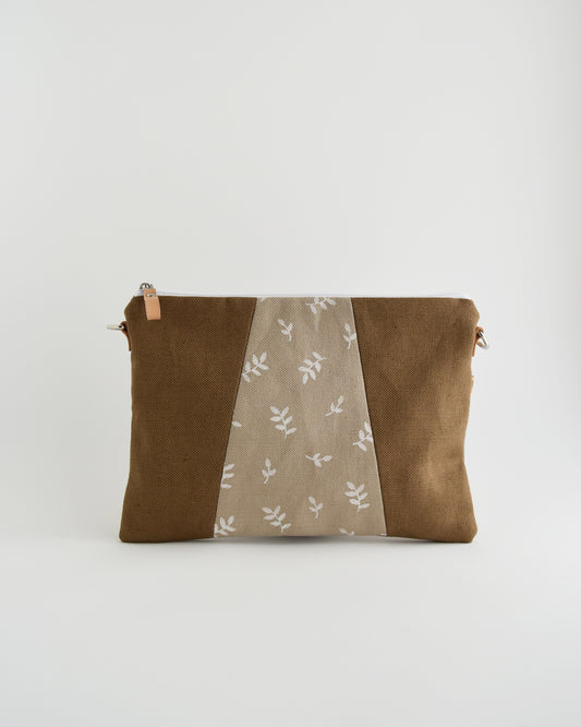 Pochette maxi VANIGLIA - caramello + avena stampa germogli