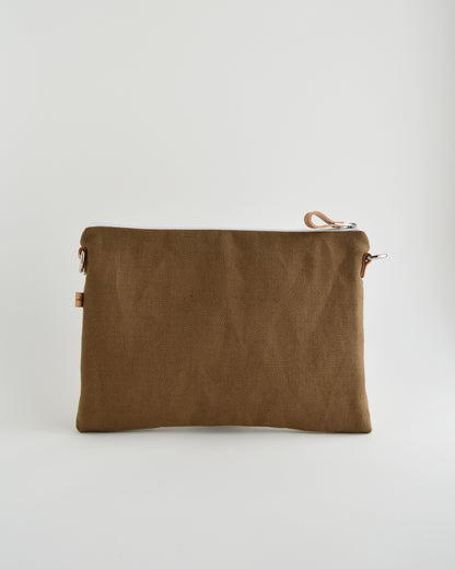 Pochette maxi VANIGLIA - caramello + avena stampa germogli
