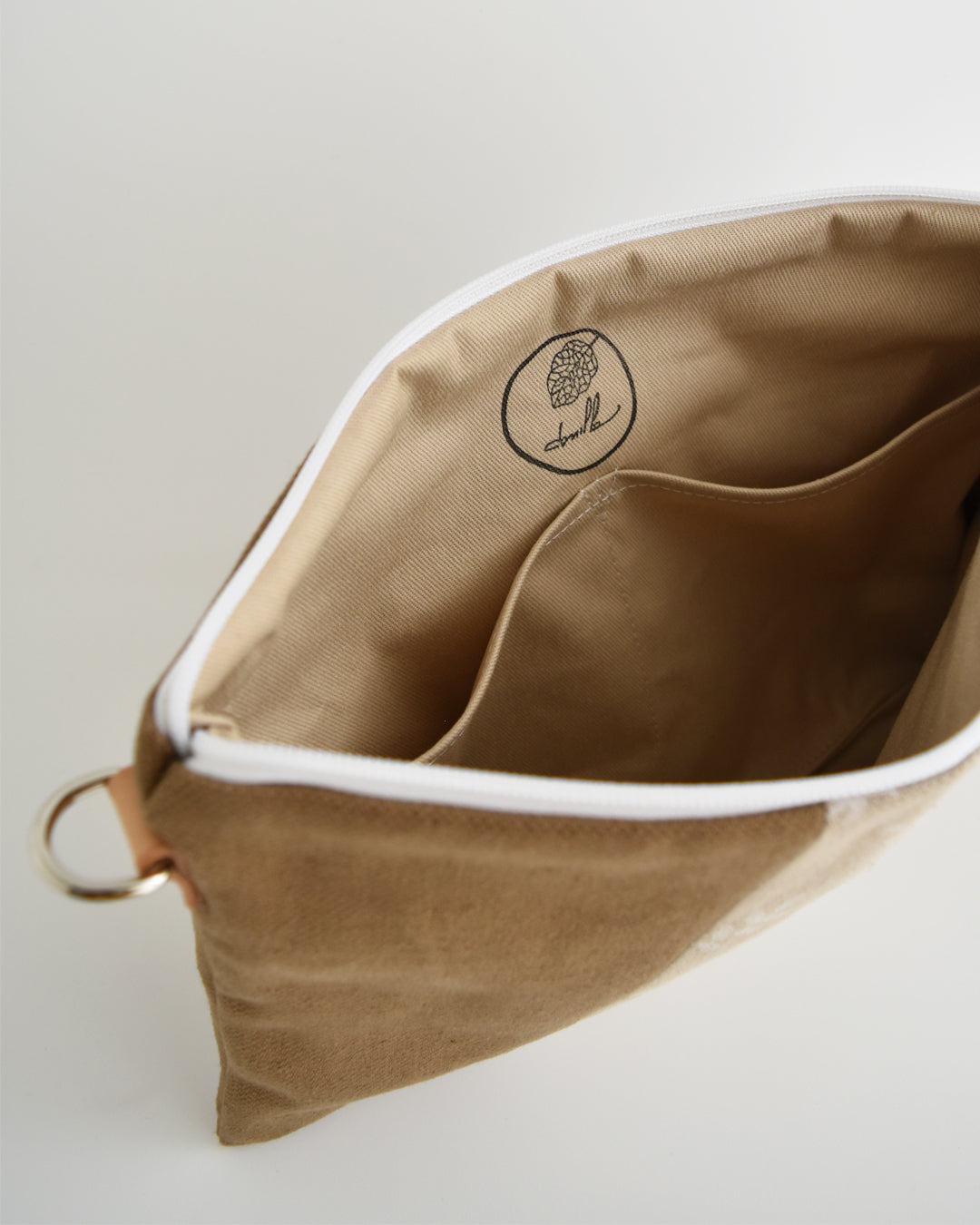 Pochette maxi VANIGLIA - caramello + avena stampa germogli