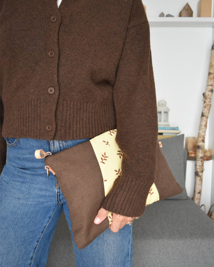 Pochette maxi VANIGLIA - cioccolato e giallo canarino