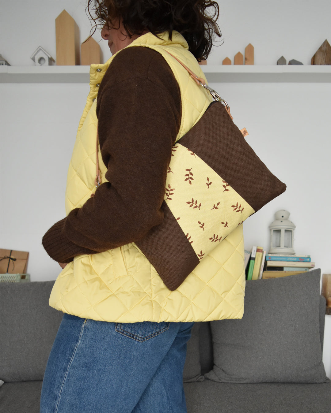 Pochette maxi VANIGLIA - cioccolato e giallo canarino