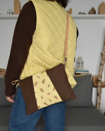 Pochette maxi VANIGLIA - cioccolato e giallo canarino