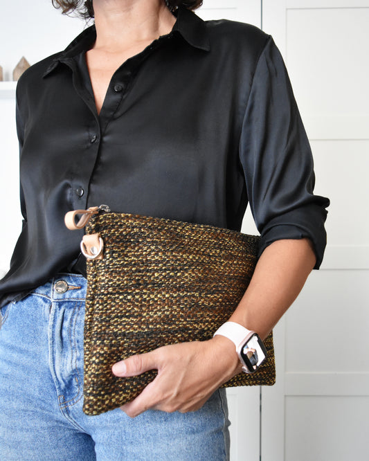 Pochette maxi VANIGLIA - essenziale melange marrone e giallo
