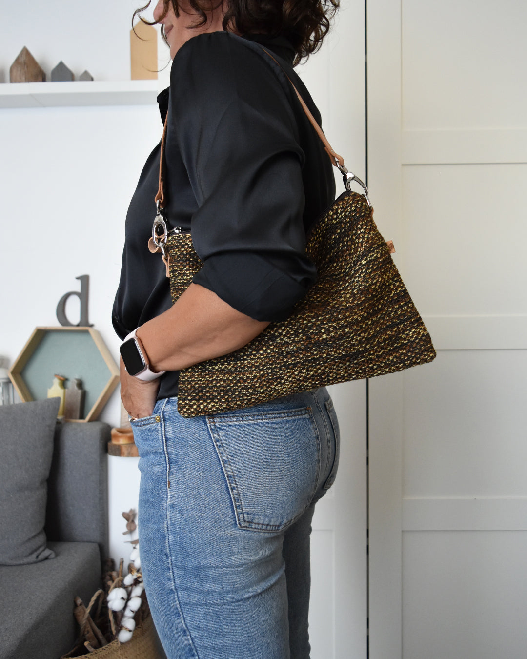 Pochette maxi VANIGLIA - essenziale melange marrone e giallo