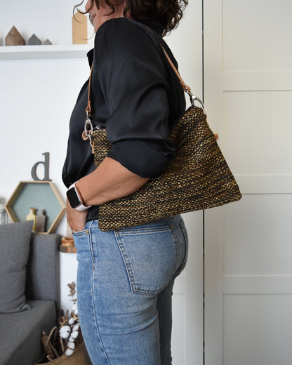 Pochette maxi VANIGLIA - essenziale melange marrone e giallo