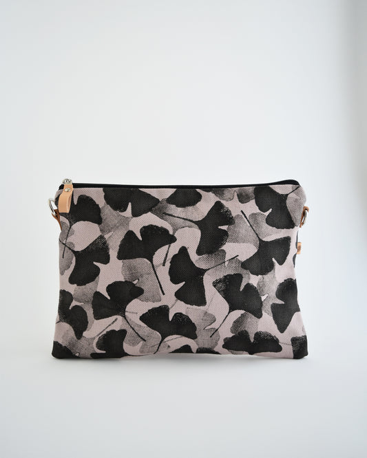 Pochette maxi VANIGLIA - fiore di loto stampa gingko