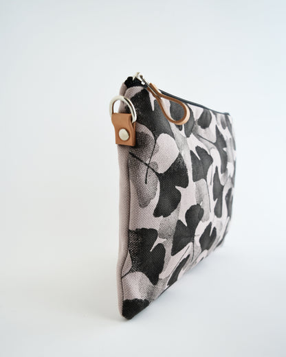 Pochette maxi VANIGLIA - fiore di loto stampa gingko