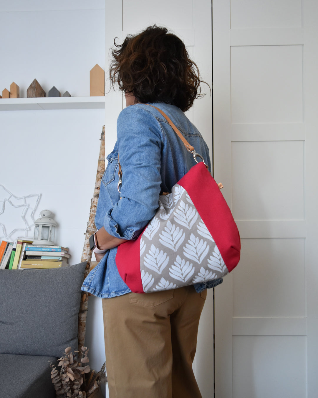 Borsa hobo bag TILIA - magenta e beige