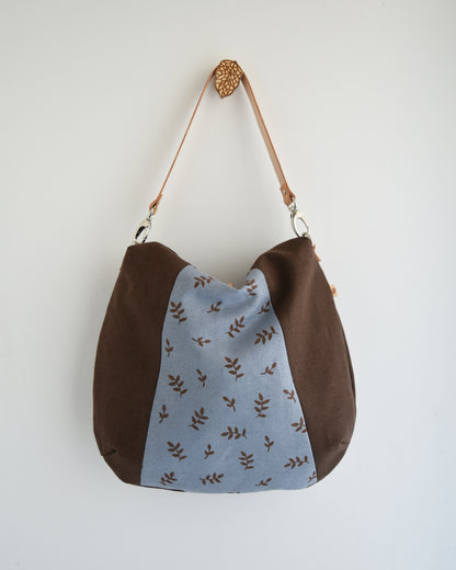 PRE ORDINE - Borsa hobo bag TILIA - cioccolato e cerueleo
