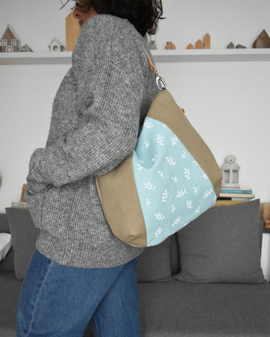 Borsa hobo bag TILIA - yuta e celeste acqua