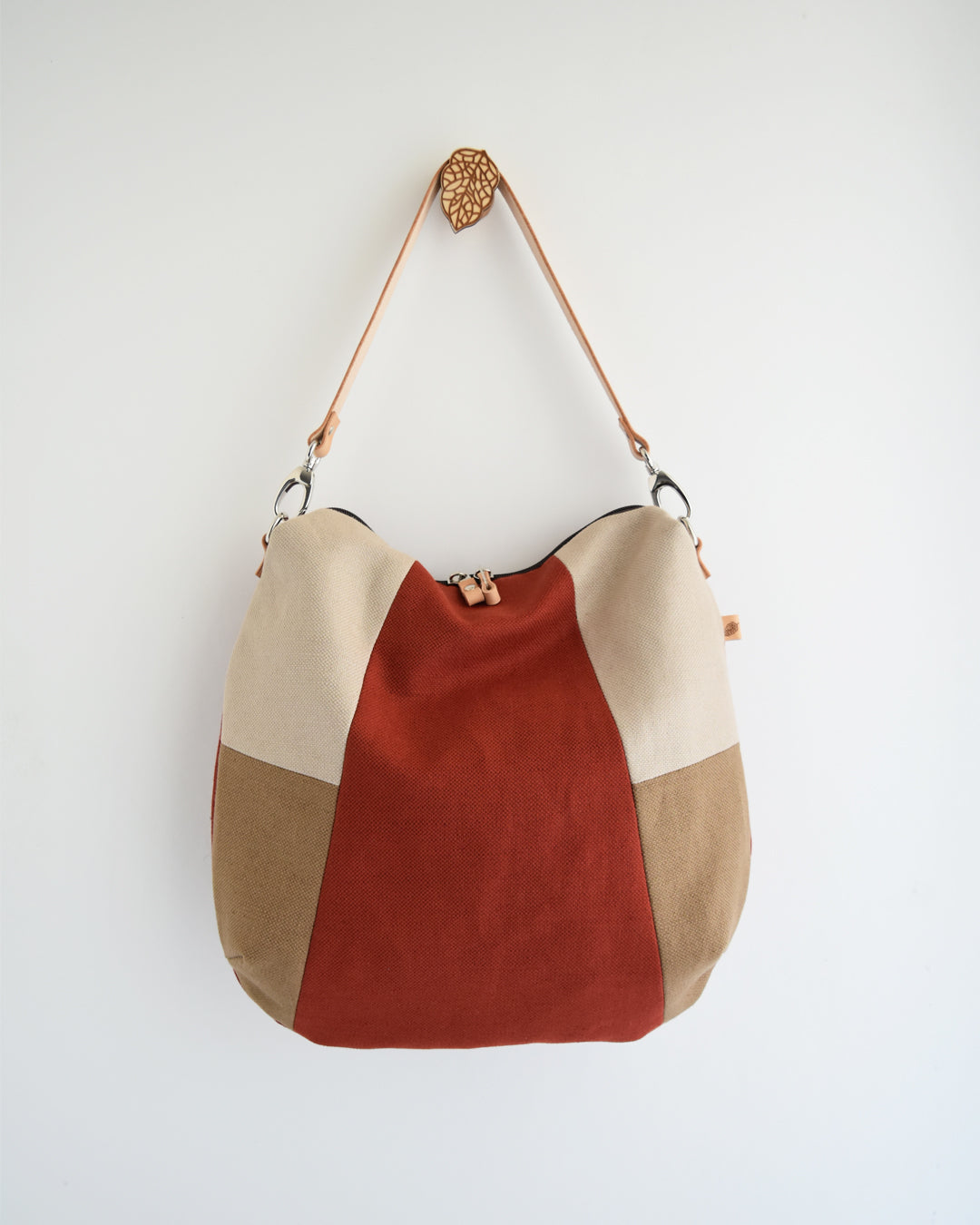 Borsa hobo bag TILIA - geometrica terra cotta + caramello + avena
