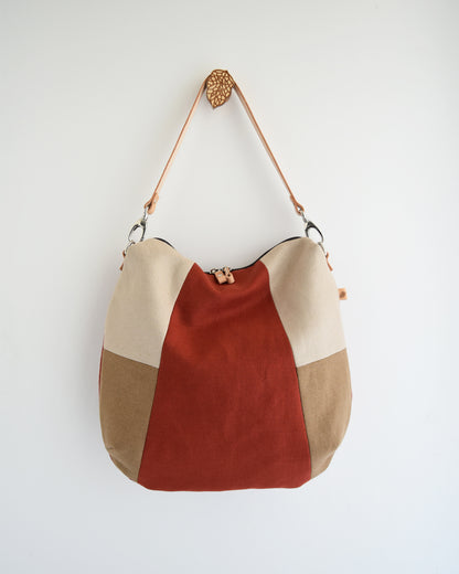 Borsa hobo bag TILIA - geometrica terra cotta + caramello + avena