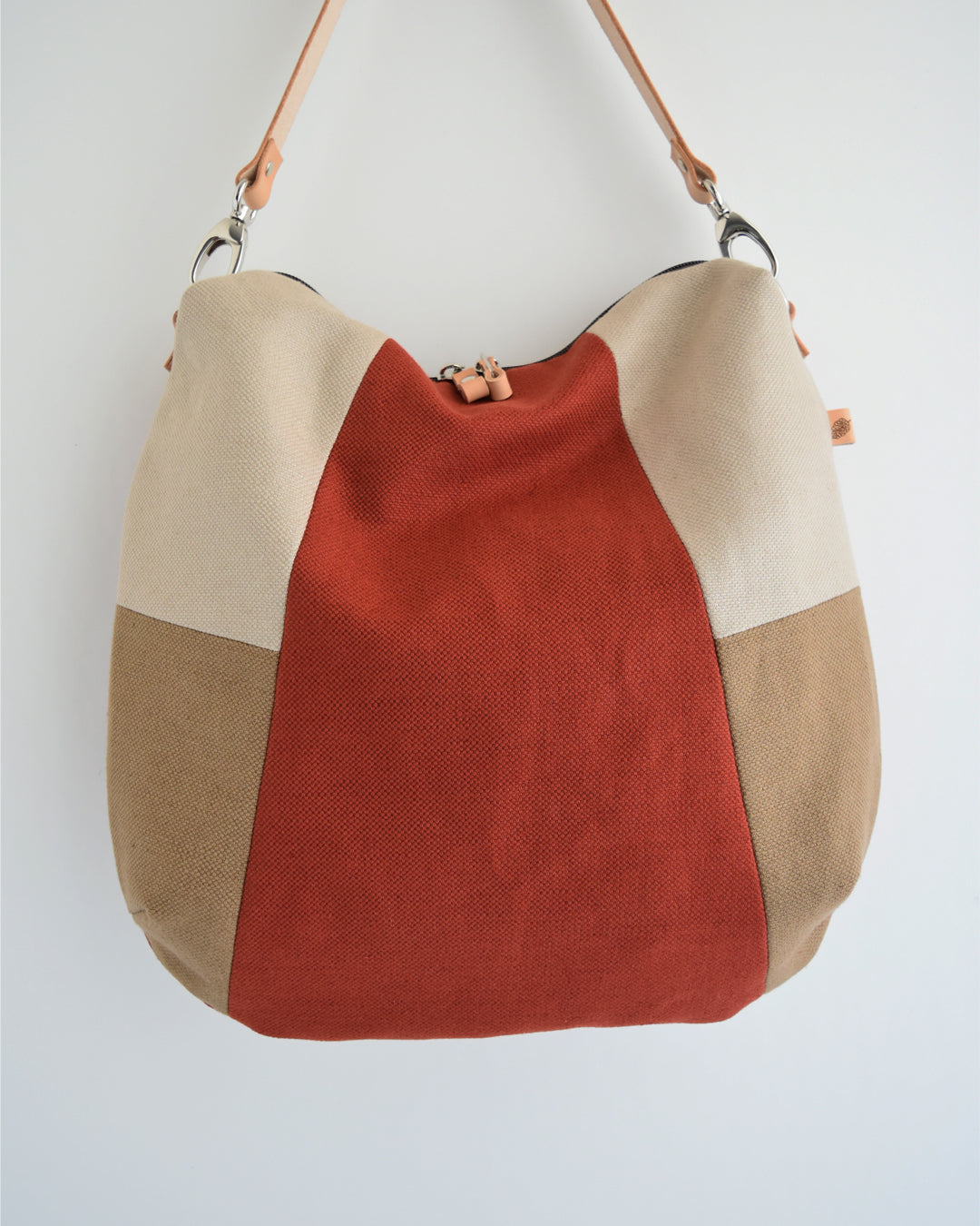 Borsa hobo bag TILIA - geometrica terra cotta + caramello + avena