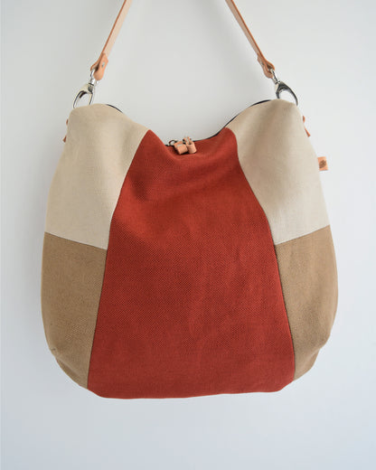 Borsa hobo bag TILIA - geometrica terra cotta + caramello + avena