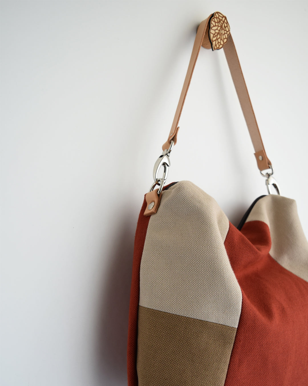 Borsa hobo bag TILIA - geometrica terra cotta + caramello + avena