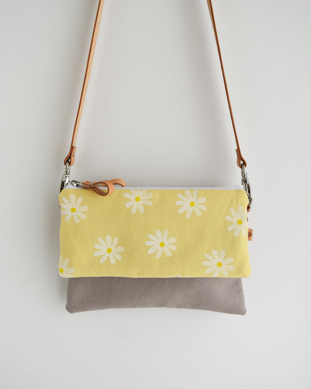 Tracolla doppia CAMELIA beige + giallo con mergherite