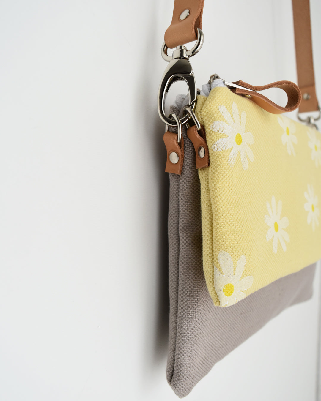 Tracolla doppia CAMELIA beige + giallo con mergherite