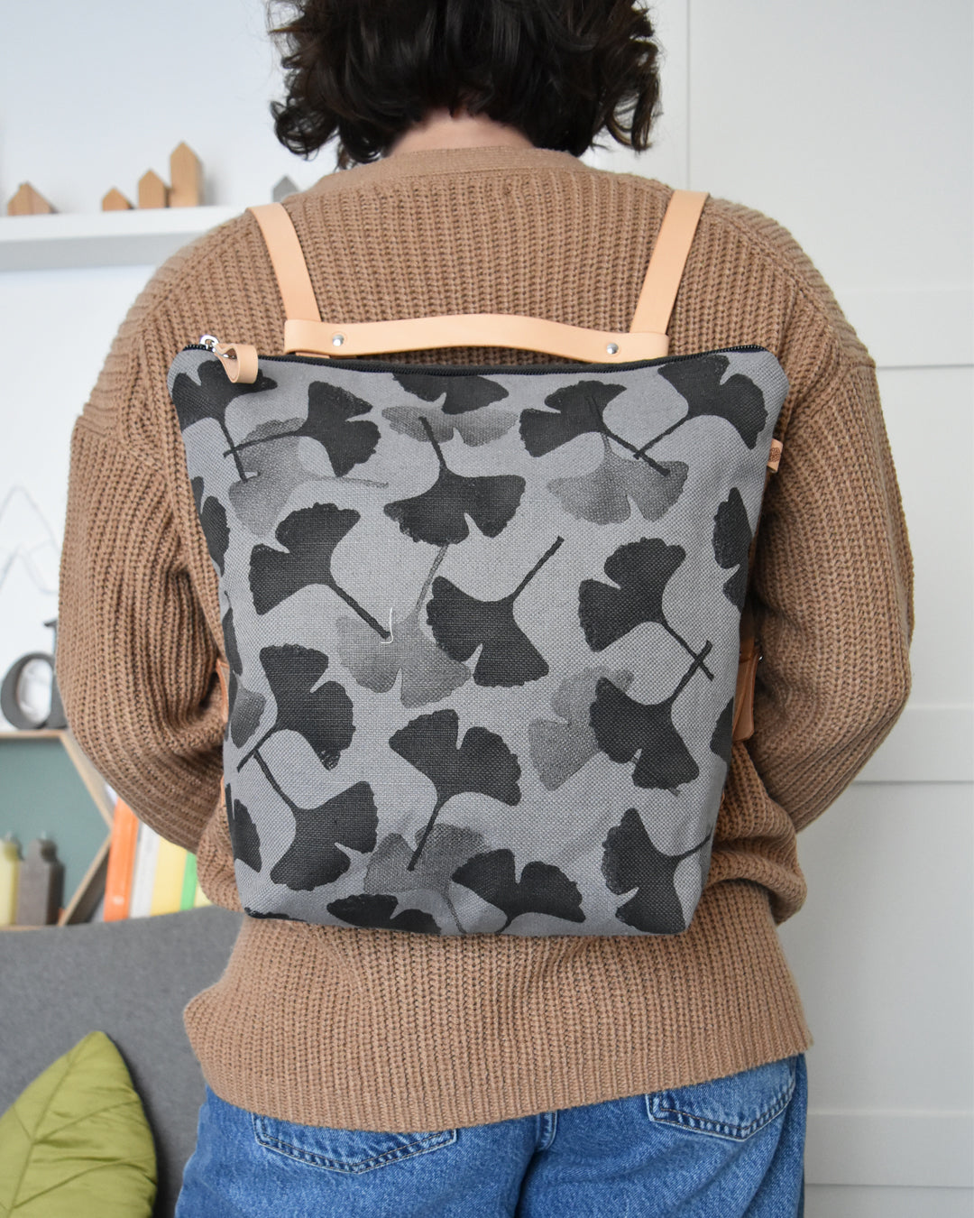 Zaino borsa CACTUS grigio azzurrino gingko