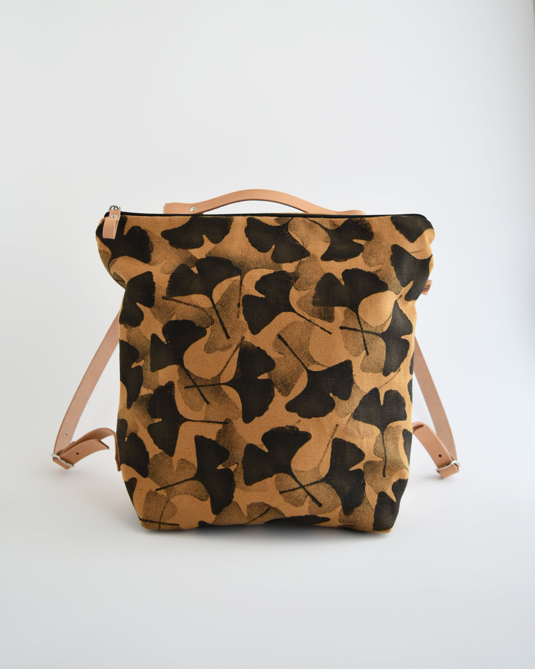 Zaino borsa CACTUS ocra stampa gingko