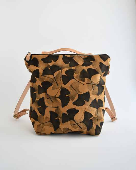 Zaino borsa CACTUS ocra stampa gingko