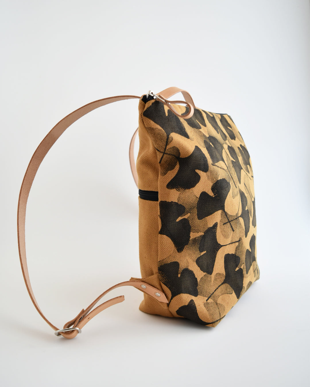 Zaino borsa CACTUS ocra stampa gingko