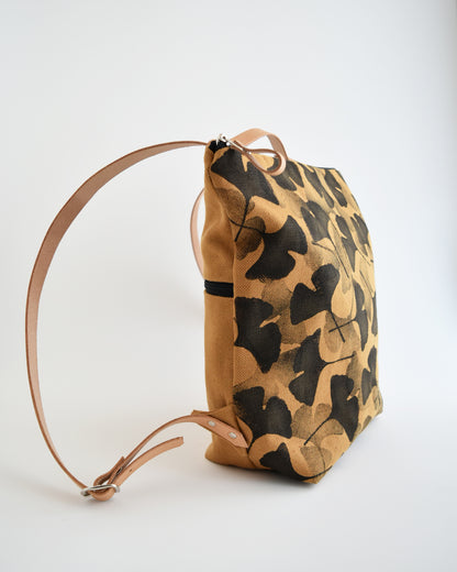 Zaino borsa CACTUS ocra stampa gingko