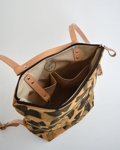Zaino borsa CACTUS ocra stampa gingko
