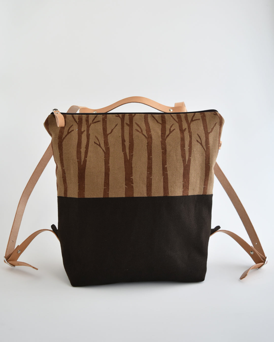 Zaino borsa CACTUS testa di moro +caramello stampa bosco