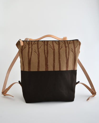 Zaino borsa CACTUS testa di moro +caramello stampa bosco