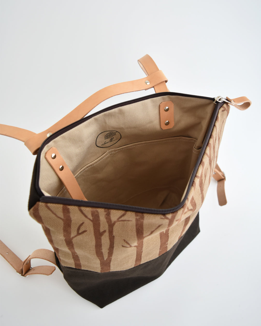 Zaino borsa CACTUS testa di moro +caramello stampa bosco