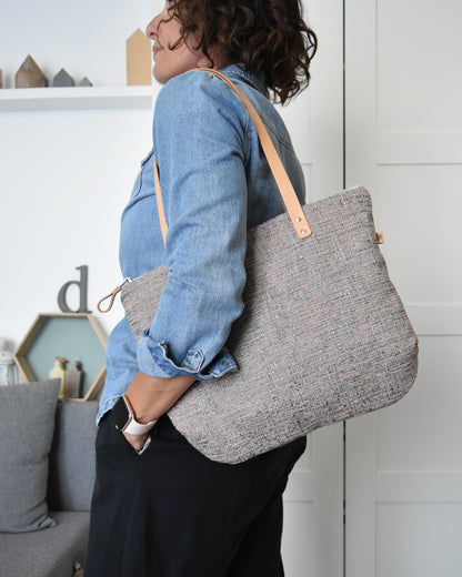 borsa a spalla FLOX T essenziale grigio e rosa