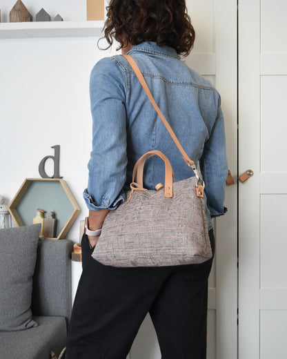 Borsa bauletto CANNELLA essenziale grigio e rosa