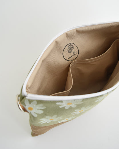 PRE ORDINE Pochette maxi VANIGLIA - prato+caramello+avena margherite